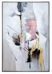 Tableau peint à la main New Perspective Blanc - Bois massif - Textile - 82 x 122 x 5 cm