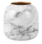 Vase Marble Look Weiß - Metall - 18 x 17 x 18 cm