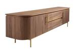 TV-Schrank Nussbaum und goldenem Stahl Braun - Holzwerkstoff - 220 x 55 x 45 cm