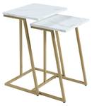 Lot de 2 tables basses gigognes Salem Imitation marbre blanc