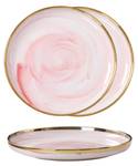 Rosa Marmor Teller Goldrand Gold - Pink - Keramik - 21 x 2 x 21 cm