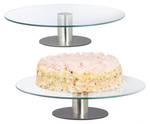 2 x Tortenplatte drehbar mit Standfuß Silber - Glas - Metall - 30 x 8 x 30 cm