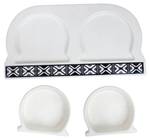 Snackschalen 3 teiliges Set Weiß - Naturfaser - Kunststoff - 27 x 6 x 14 cm