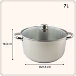 Suppenpfanne Induktion 7 Liter mit Silber - Metall - 28 x 18 x 36 cm