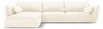 Ecksofa KAELLE 4 Sitzplätze Hochglanz Beige