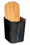 Müllbadkorb schwarz mit Bambusdeckel, 5l 22 x 25 x 18 cm