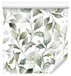 Papier Peint FEUILLES Plantes Nature Noir - Gris - Vert - Blanc - Papier - Textile - 53 x 1000 x 1000 cm