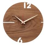 Horloge murale design Puhr nutwood round Marron - Bois/Imitation - En partie en bois massif - 30 x 30 x 4 cm