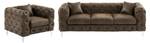 Couchgarnitur EDWINA 2er-Set Braun - Textil - 91 x 76 x 220 cm