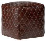 Pouf carré marron40x40x40cm Marron - Cuir véritable - Textile - 40 x 40 x 40 cm