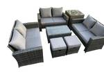 Gartenmöbel Set Mit Tisch B(7er-Set) Grau - Polyrattan - 70 x 74 x 124 cm