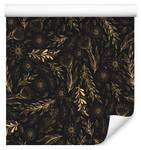 Papier Peint Feuilles FLEURS Nature Boho Beige - Noir - Marron - Papier - Textile - 53 x 1000 x 1000 cm