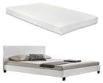 Lit capitonné Albacete avec matelas Blanc - Profondeur : 180 cm