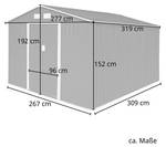 Gerätehaus S300 Metall Hellgrau Grau - Metall - 319 x 192 x 277 cm