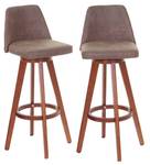 Tabouret de bar C43 (lot de 2) Marron - En partie en bois massif - 48 x 97 x 48 cm