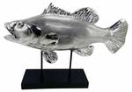 Dekofisch auf Fuß Silber - Kunststein - Keramik - 17 x 45 x 67 cm