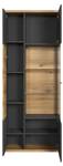 Vitrinenschrank Norris Grau - Holz teilmassiv - 80 x 205 x 37 cm