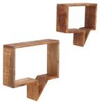 Wandregal Sidney 2er Set Braun - Massivholz - Holzart/Dekor - 50 x 46 x 13 cm