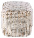 Pouf Würfel Boho Jute Braun - Weiß - Naturfaser - 40 x 40 x 40 cm