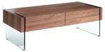 Table basse en bois de noyer et verre Marron - Verre - Bois massif - Bois/Imitation - 127 x 41 x 59 cm