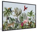 Poster 90x60 Dschungel - Flamingo - Kunststoff - 90 x 60 x 13 cm