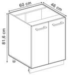 stehender Küchenschrank R-Line 41089 Hochglanz Schwarz - Weiß