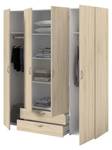 Armoire VARIA - Décor chene - 4 portes b Beige - Bois manufacturé - 160 x 185 x 51 cm