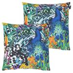 Sitzissen Pfau 2er Set Blau - Kunststoff - 43 x 11 x 11 cm