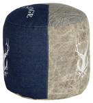Sitzhocker rund Ø 35x43cm Blau Blau - Braun - Textil - 35 x 43 x 35 cm