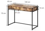 Bureau Fyrk bois antique/noir Marron - Bois manufacturé - 75 x 120 x 50 cm