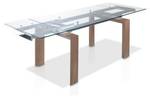 Table à manger extensible verre et bois Marron - Bois/Imitation - En partie en bois massif - 160 x 75 x 90 cm
