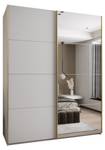 Armoire Lux 3 Doré - Blanc - Largeur : 200 cm