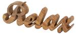 Schriftzug Relax Holzfigur Deko Holz Braun - Massivholz - 28 x 9 x 3 cm