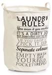 Wäschesammler Laundry Rules, Canvas Weiß - Textil - 38 x 48 x 38 cm