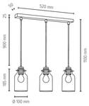 Alessandro Wood Suspension Verre transparent / Chêne massif - 3 ampoules