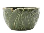 Keramik-Schale mit Bananenblättern Grün - Keramik - 11 x 7 x 11 cm
