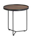 Table d'angle ronde en bois et acier Noir - Marron - Bois/Imitation - En partie en bois massif - 50 x 50 x 50 cm