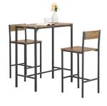 Table + 2 x Tabourets de Bar OGT03-XL Marron - Bois manufacturé - 89 x 100 x 45 cm