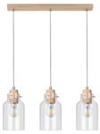 Alessandro Wood Suspension Verre transparent / Chêne massif - 3 ampoules