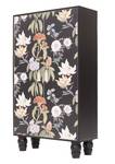 Sideboard mit mehrfarbigem Blumendruck Schwarz - Holzwerkstoff - Holzart/Dekor - 45 x 127 x 75 cm