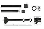 Gardinenstange Rustika 2 lfg. Schwarz - Breite: 130 cm