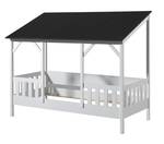 Lits simples enfant Housebed Noir - Blanc - 106 x 174 x 214 cm