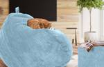 Pouf XXL + Tabouret - velours côtelé Bleu clair