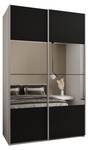 Armoire Lux 4 Noir - Argenté - Blanc - Largeur : 150 cm