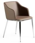 Chaise en simili cuir et acier chromé Marron - Cuir synthétique - Textile - 51 x 79 x 56 cm