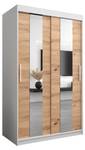 Armoire à portes coulissantes Pole Imitation chêne - Blanc - Largeur : 120 cm - 2 porte