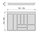 Besteckfach Optima für Grau - Kunststoff - 52 x 5 x 76 cm