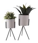 Blumentopfset Pedestal XL Grau - Metall - 23 x 49 x 23 cm