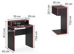 Bureau ordinateur Kron noir/rouge Set 7 Noir - Bois manufacturé - 60 x 87 x 60 cm