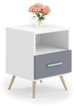 Table de chevet LOGAN NS37 1D Gris - Blanc